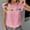 Pink, variant on Women's New Crewneck Embroidered Tops Ruffle Short Sleeve Flowy Babydoll Blouse Boho Textured Pullover