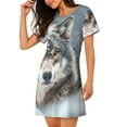 thumbnail image 2 of Logiee Majestic Snowy Wolf Print Nightgowns for Women,Soft Short-Sleeved Lightweight Sleepwear, Loose Sleepshirts, 2 of 6