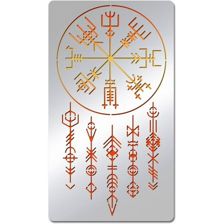 1pc Viking Painting Stencils 7x4 Inch Celtic Viking Signs Stainless Steel Metal Drawing Stencil for Wood Carving Woodburning Engraving and Scrapbooking