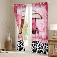 thumbnail image 3 of jejeloiu Western Cowgirl Boots Black Out Curtains,Pink Rose Flower Curtains Pack of 2 (42x63 Each),Cattle Cow Pattern Bedroom Curtains For Girls Kids,Luxury Bedroom Decor, 3 of 6
