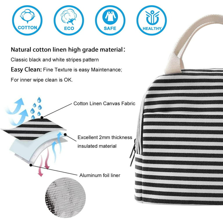 JASMODER Black White Race Checkered Flag Insulated Lunch Box Bag Portable  Lunch Tote For Women Men And Kids