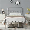 thumbnail image 3 of Yaheetech Classic Metal Platform Bed Frame with Headboard and Footboard,Twin Size,Silver, 3 of 7