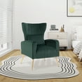 thumbnail image 4 of Costway Velvet Upholstered Wingback Chair with Lumbar Pillow & Golden Metal Legs Turquoise, 4 of 8
