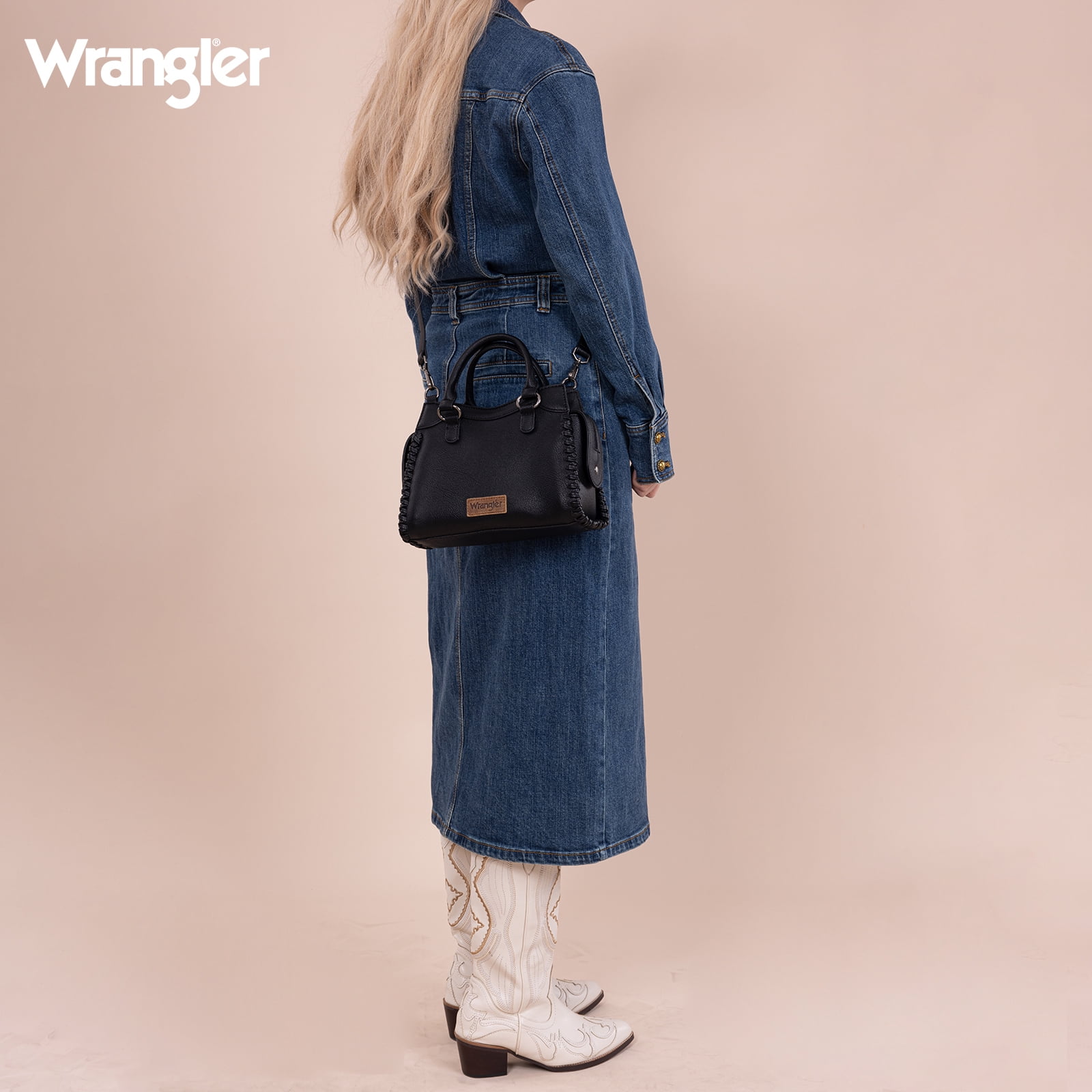 Wrangler Purses for Women Carry All Handbags Small Crossbody Purses with Zipper, Black