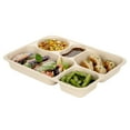 thumbnail image 2 of Pulp Tek 43 oz Rectangle Natural Bagasse To Go Tray - 5-Compartment - 11" x 8 1/2" x 1 1/2" - 100 count box, 2 of 11
