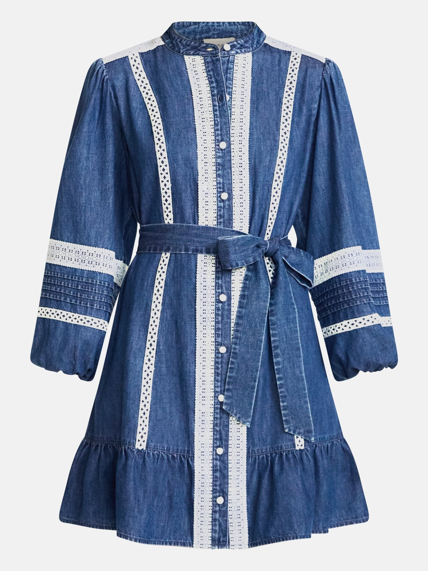 Scenario Women's and Women's Plus Button Up Eyelet Mini Dress, Sizes XXS-4X