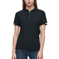 thumbnail image 2 of Hxshgdsn Womens Casual Short Sleeve Shirt Henley Lapel Collar Golf Blouse Gym Workout Tee（Black/2XL）, 2 of 6