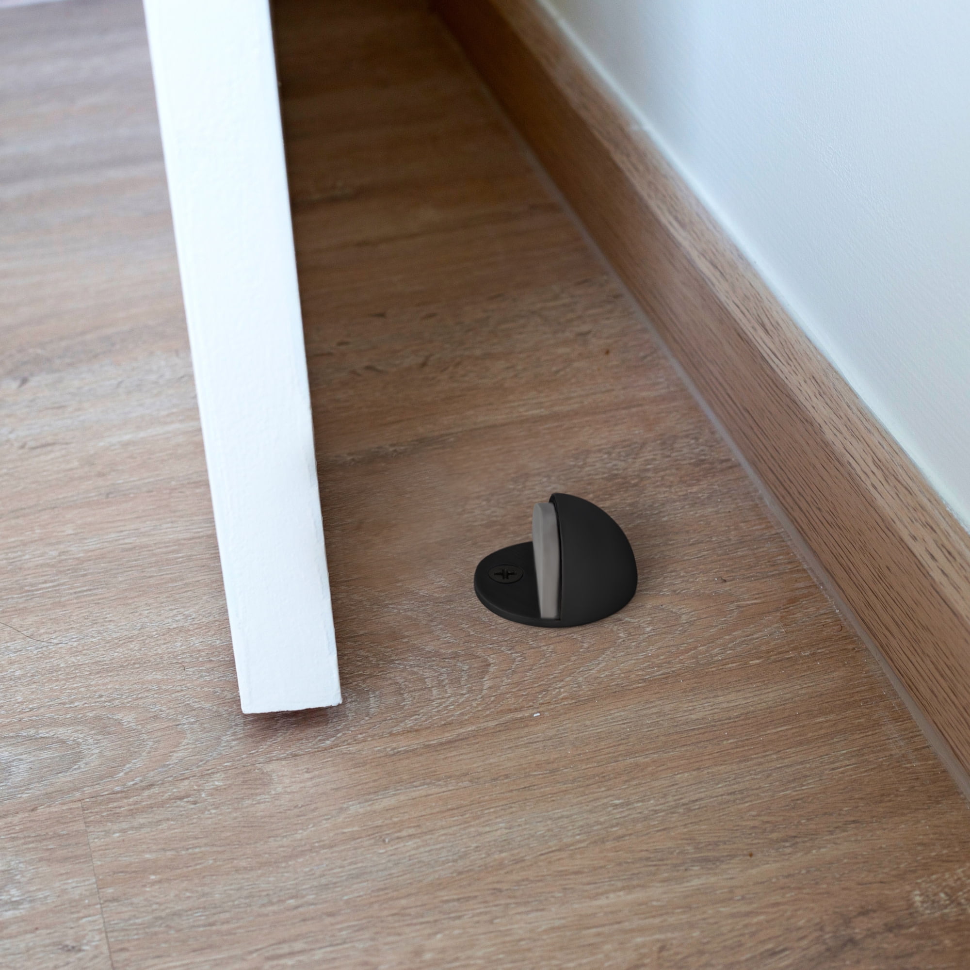 Dome Door Stop Wall Protectors with Rubber Stopper – Matte Black Floor Mounted Door Stoppers 10-Pack – Design House, 188375