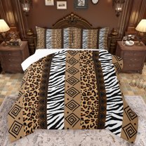 Homewish Leopard Print Stripe Full Size Comforter Sets,Boho Geometric Bedding Comforter Set,Zebra Pattern Bedding Sets For Boys Kids,Super Cozy Room Decor,3-Piece