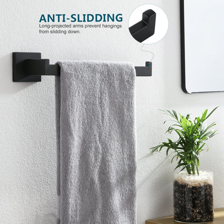 Racks Wall Steel B3003BK Hand Mount Towel KOKOSIRI Rails Towel Rods Stainless Black Bathroom Stylish Ring Towel Hardware Kitchen