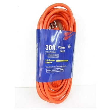 30ft Extension Cord 16/3 SJTW Heavy Duty - Indoor/Outdoor Grounded Power Cable - 13A 1625W 300V Orange UL Listed - General Purpose Multi-Use