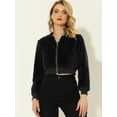 thumbnail image 2 of Abrigos esponjosos de invierno para mujer Chaqueta de bombardero de piel sintética con cremallera de manga larga Negro M, 2 of 5