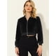 thumbnail image 2 of Abrigos esponjosos de invierno para mujer Chaqueta de bombardero de piel sintética con cremallera de manga larga Negro M, 2 of 5