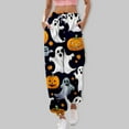 thumbnail image 5 of HCURIBAD Halloween Pants for Women Halloween Pajama Pants Women's Printed Casual Drawstring High Waisted Drawstring Pants, Wide Leg Yoga Pants, Flowy Pants for Women, Halloween Pajama Pants Orange S, 5 of 5