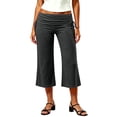 thumbnail image 2 of Wide Leg Yoga Pants for Women Women Pull On Fold Over Yoga Pants Summer Casual Elastic Waist Gym Cropped Leggings Dark Gray,XXL, 2 of 9