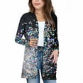 thumbnail image 2 of hengsof Children's Fashion Jacket Girls Long Sleeve Cute Print Pattern Casual Jacket Comfortable Glittering Open Jacket with Pockets, 2 of 7