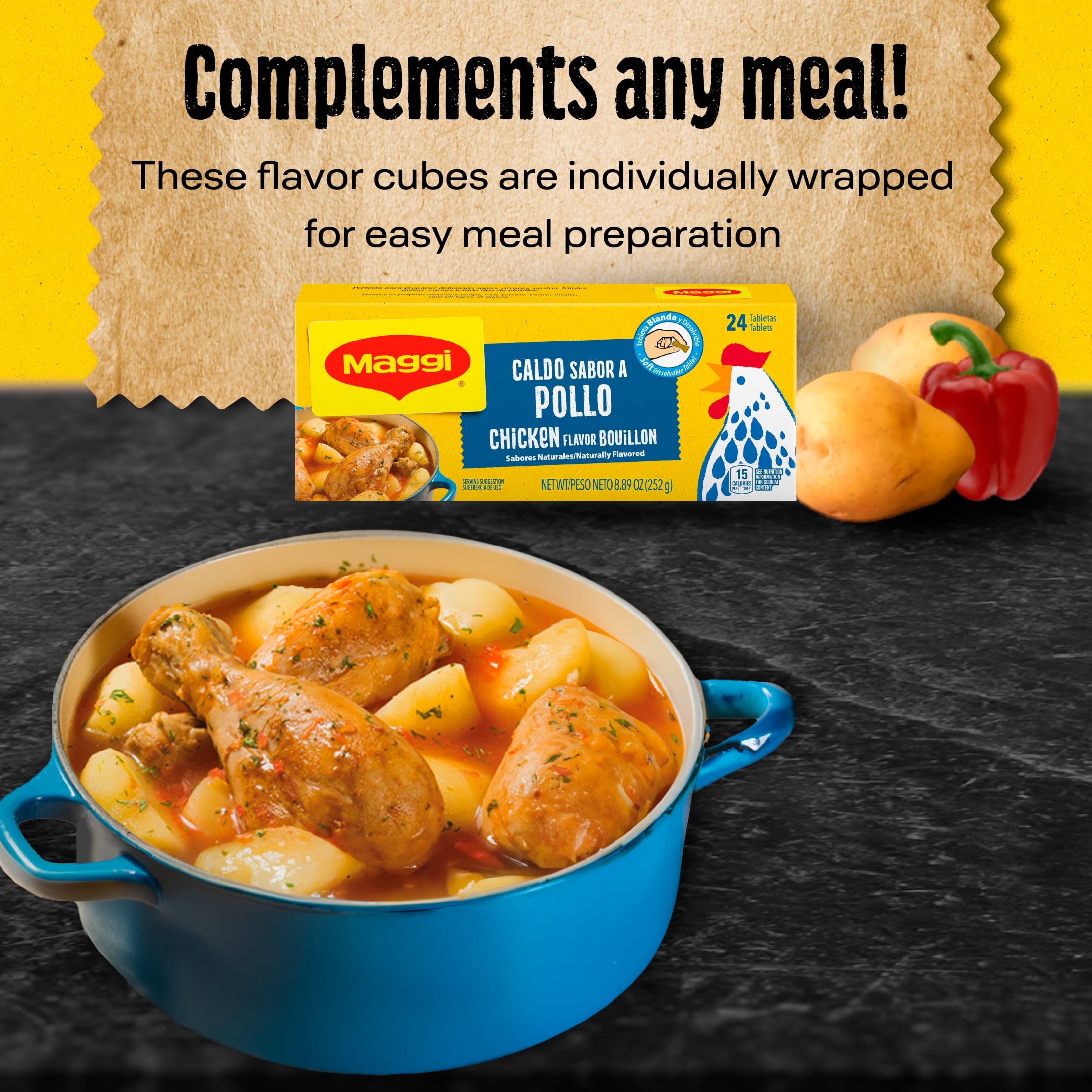 (6 pack) Maggi Chicken Flavor Bouillon Cubes, 10.2 Oz 8.89 oz