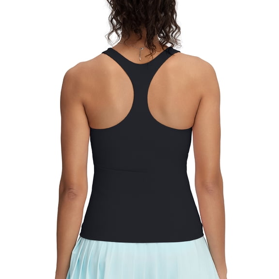 RUNNING GIRL Women’s Racerback Workout Tank Top with Built-in Bra Longline Ribbed Athletic Yoga Top Padded Fitness Top