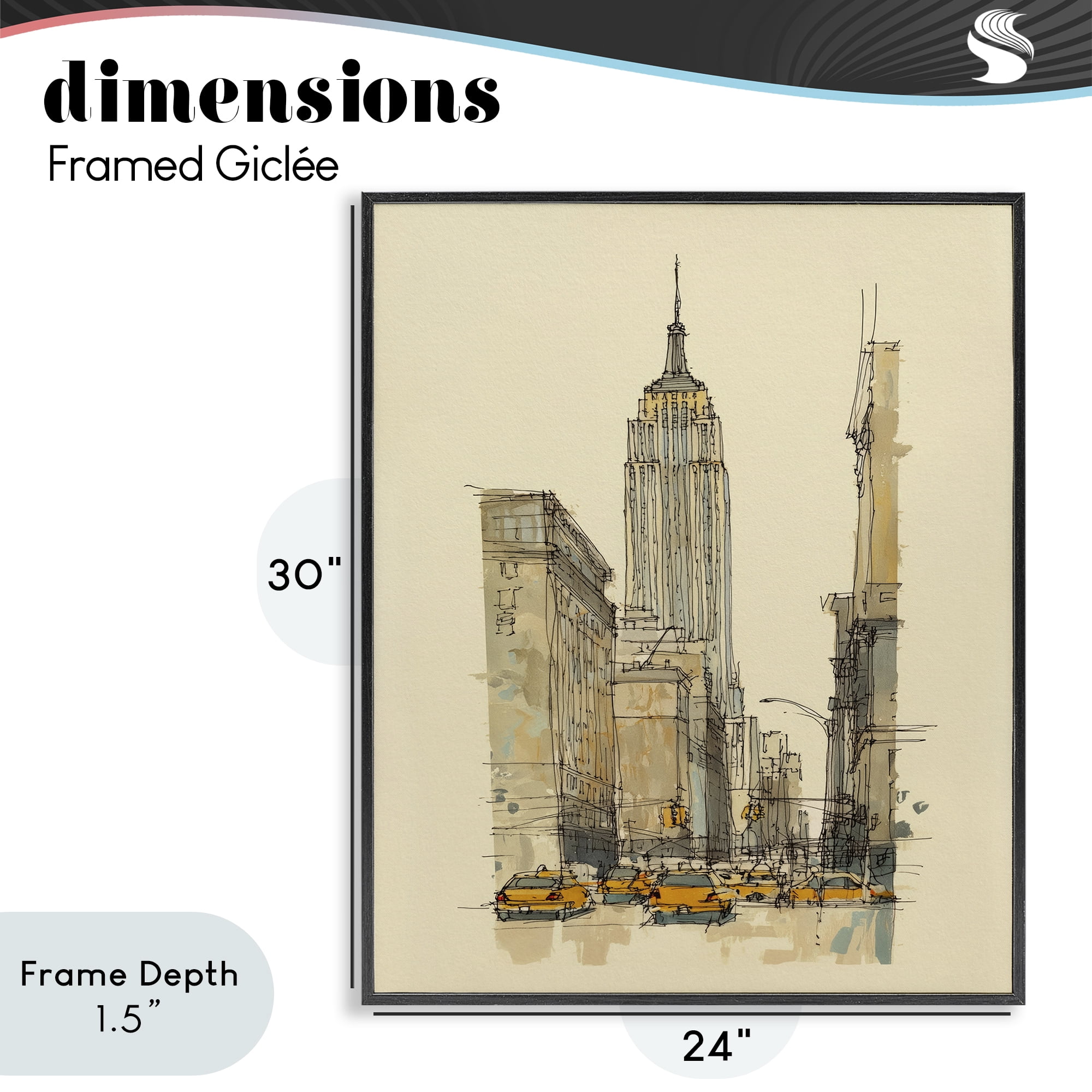 Stupell Industries NY City Lines Contour Black Framed Giclee Art, design by Svetlana Aleynikova