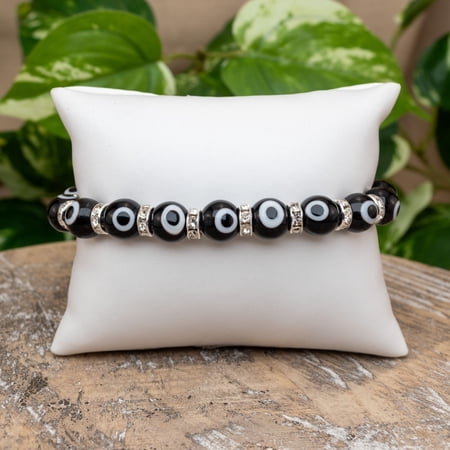 Down To Earth Black Evil Eye Protection Stretch Bracelet