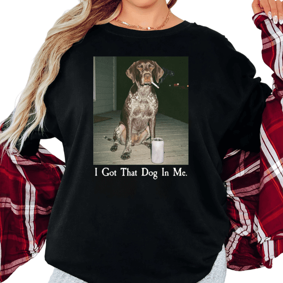 Women's Vintage "I Got That Dog In Me" German Shorthaired Pointer Meme Graphic T Shirt Short Sleeve Round Neck Top Black S-5XL