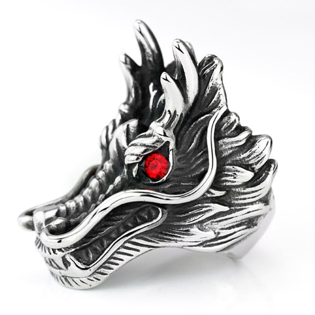Anillos de personalidad Accesorios de estilo dragón Anillo de animal retro Aleación estereoscópica Suministro de joyería Fiesta de verano Ropa, zapatos y accesorios Miscelánea Como se muestra Nr.9 Guardurnaity AP010676-03B