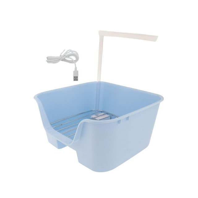 Bañera para loros, baño automático para pájaros, ducha, percha, bomba, jaula USB, juguete de material PP, fácil instalación, ideal para cacatúas, peri Azul