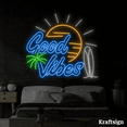 thumbnail image 2 of Craftnamesign Good Vibes Neon Sign, Beach Club Decor, Surfboard Shop Decor, 2 of 4