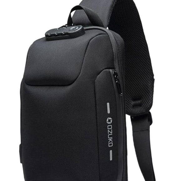 Bolso bandolera Colcomx Con puerto de carga USB para hombres negro