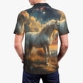 thumbnail image 3 of Balery Starry Sky White Horse Printed Men’s Short Sleeve Polo Shirt, Midweight Men's Shirt,Golf Polo shirts -Medium, 3 of 8