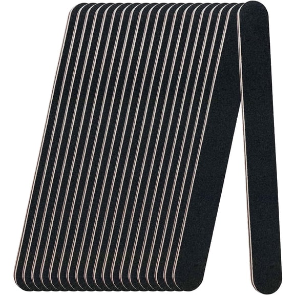 20 Pack 100/180 Grit Nail Files, Black Professional Reusable Emery Boards Nail File, Manicure Tool for Acrylic Nails, Nail Buffering Files By PULMCheerger