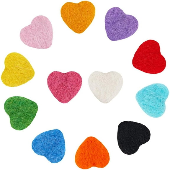 1set 12pcs 12 colors Heart Wool Needle Felting Decoration Mixed color 31x30x8.5mm 1pc/color