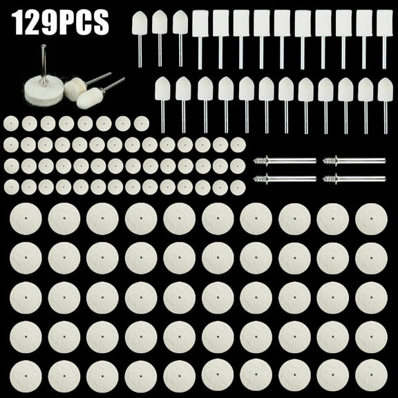 Costyle 129Pcs Soft Felt Polishing Buffing Wheel Mixed Set Accessory for Rotary Tool