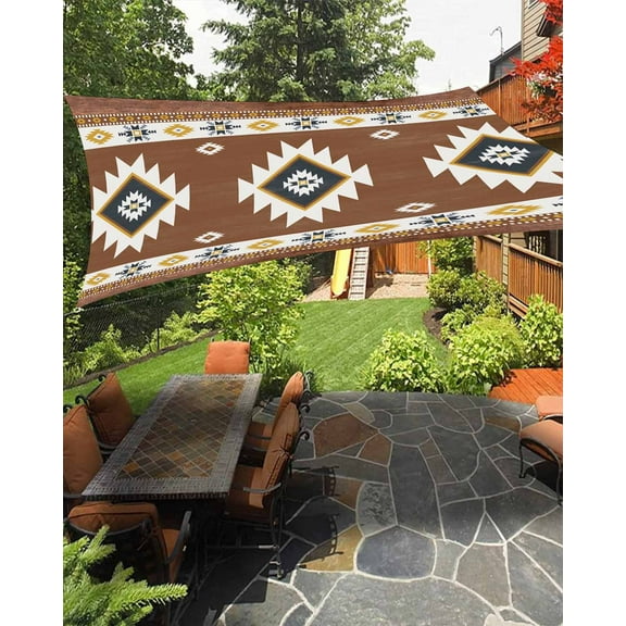 Sun Shade Sail 14x18Ft Multicolor Southwest Boho Geometric Tribal Style Uv Block Sunshade Canopy Outdoor Shade Cover Rectangle Shade Cloth For Patio Garden Yard Deck Pergola