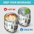 thumbnail image 4 of 12oz Stemless Wine Tumblers White Christmas Car and Camper Pattern Vacuum Insulated Stainless Steel Travel Tumbler Cups Mug with Lid and Straw for Champaign,Cocktail,Beer with Cleaning Brush, 4 of 5