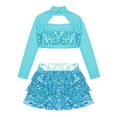 thumbnail image 6 of Aislor Kids Girls Shiny Sequins Jazz Hip Hop Dance Outfits Modern Dancing Performance Size 6-16 Lake Blue 14, 6 of 7