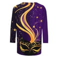 thumbnail image 4 of TIMIFIS Hauts de Mardi Gras pour Femmes Grande Taille, Chemises à Manches 3/4 Décontractées Col Rond Imprimé Carnaval T-Shirts de Vacances, 4 of 5
