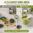 thumbnail image 3 of Faucet Hanging Strainer Sink Strainer Basket Self Cleaning Kitchen Sink Strainer Basket Faucet Hanging Food Catcher Auto Dump Filter for Leftovers Fruit and Veggies Wall Mounted Sink Draining Basket, 3 of 11