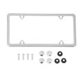 thumbnail image 1 of Unique Bargains License Plate Frame Stainless Steel Car Front Rear License Plate Holder with Screws Caps 4 Hole 1 Set Triangle Square Hole Narrow Frame Silver Tone, 1 of 8