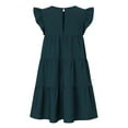 thumbnail image 3 of Maternity Dresses Casual Babydoll Dress Ruffle Short Sleeve A-Line Flowy Tiered Tunic Mini Dress, 3 of 4