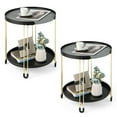 thumbnail image 1 of Gymax 2PCS 2-Tier Side End Table Round Nightstand Gold Frame for Living Room Bedroom, 1 of 10