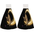 thumbnail image 2 of 1 Pcs Hanging Towels, Dish Towels Cat Unicorn Catching Space Stars Absorbent Hand Towels with Hanging Loop Washcloth for Bathroom Kitchen, 2 of 7