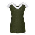 thumbnail image 4 of Pntutb moda mujer cuello redondo manga corta encaje tops camiseta camisetas sueltas cortas Pntutb Pntutb-2341, 4 of 5