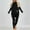Black, variant on Hueook Womens Sets 2 Piece Outfits Women's Slit Long Sleeve Round Neck Casual Solid Color Suit White S
