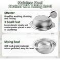 thumbnail image 3 of POPGRADE Stainless Steel Colander for Kitchen, 2.5QT Rice Washer Strainer with Mixing Bowl, Colander Bowl Set with Microporous for Washing Rice, Pasta, Spaghetti, Fruits, Dishwasher Safe(2PC), 3 of 7