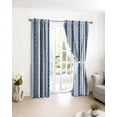 thumbnail image 3 of Navy Blue Boho Blackout Curtains for Bedroom/Living Room, Thermal Insulated Kitchen Curtains, Southwestern Striped Abstract Grommet Darkening Window Treatment Drapes 52"x63"x2, 3 of 8