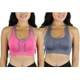 thumbnail image 2 of ToBeInStyle Women's Reversible Compression Double Layered Sports Bras X-Large, Hot Pink/Grey, 2 of 5