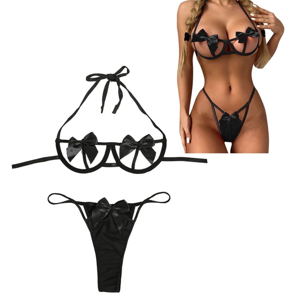 Conjunto de ropa interior Conjunto de ropa interior hueca Conjunto de ropa interior hueca Conjunto de ropa interior de 2 piezas Conjunto de ropa interior con cuello halter Conjunto ANGGREK Otros