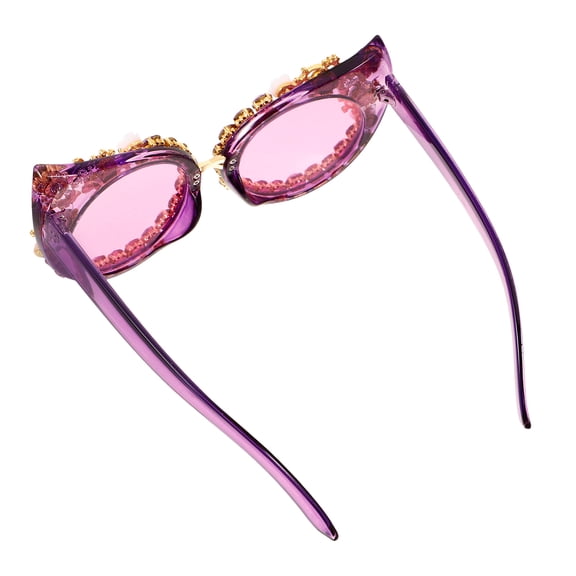 COMPUKAS Women's Cat Eye Sunglasses with Sparkling Rhinestones, Stylish UV Shades, 1 Pack