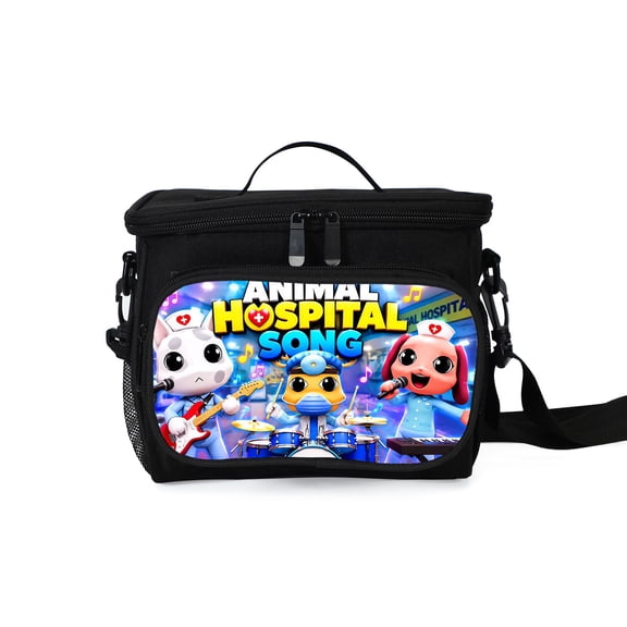 Animal Hospital Insulated Lunch Tote, Reusable Thermal Cooler Bag with Shoulder Strap, Leakproof Lunch Box for Work Travel, Cute Game Themed Lunchbags